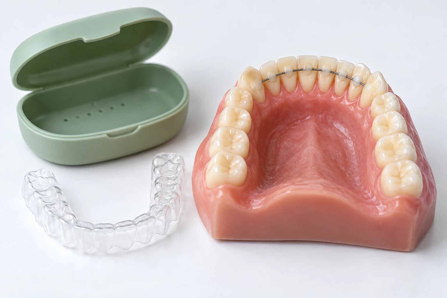 Sabit pekiştirme teli ve çıkarılabilir retainer modeli